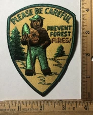 Vintage Smokey The Bear Patch Please Be Careful Prevent Forest Fires NOS