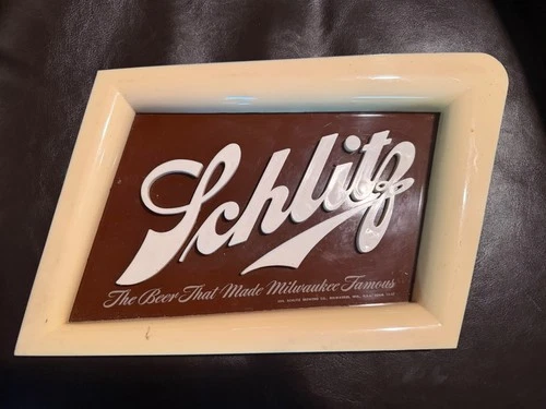 Vintage SCHLITZ BEER Raised Letter Plastic Wall Sign 13" x 9.5"