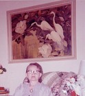 PINK FLAMINGOS ART PRINT OLD WOMAN on FLOWERY COUCH ~ 1950s PHOTO — photo 2