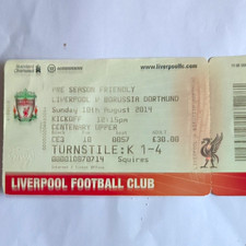 Liverpool v Borussia Dortmund 10.08.2014 Pre-Season Friendly Ticket/Stub