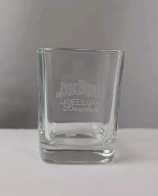 Jim Beam The World's Finest Bourbon Square Shot Glass Made In USA Barware Vtg