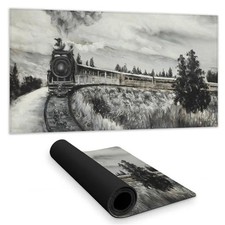 Begin Home Decor C1DM1531POGPQ1 16 x 32 in. Steam Engine Train Gray Desk Mat ...
