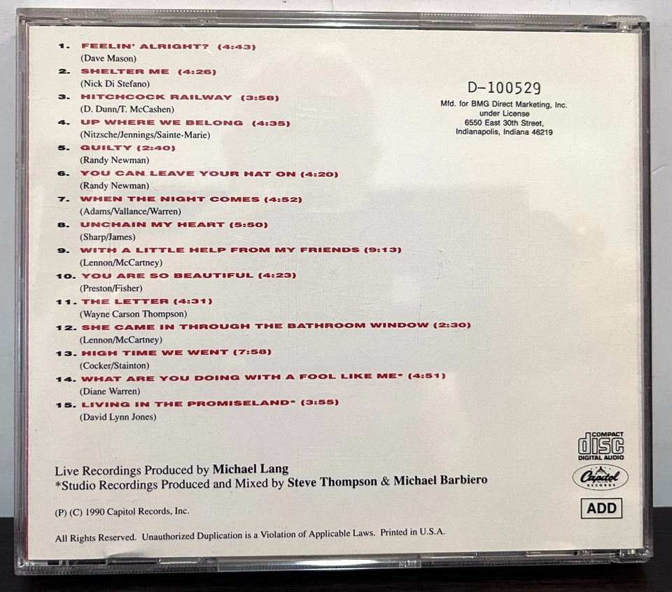 JOE COCKER - Live (1990) - Compact Disc CD - Excellent Cond. Foto 2 de 3