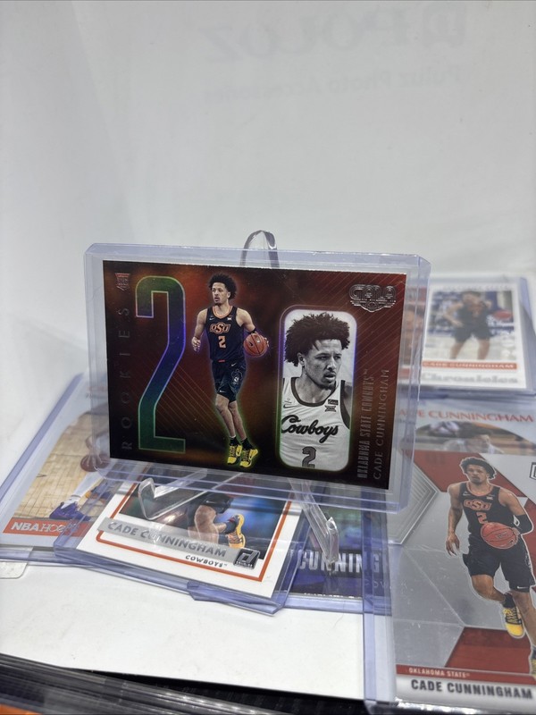 A 9 CARD LOT OF - 2021-22 Chrn DP CADE CUNNINGHAM RC'S (Do, Ho, Lu, Re, Ma & Pl)