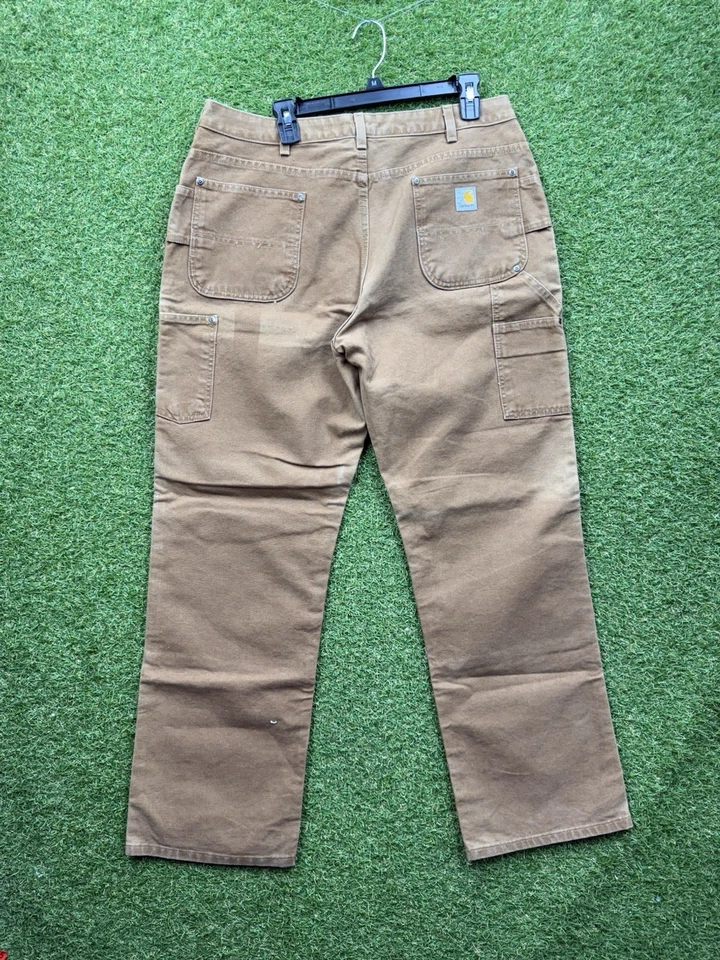 Винтажные мужские брюки Carhartt 30x32 B01 BRN Duck Double Knee Dungaree Fit коричневые - Изображение 2 из 4