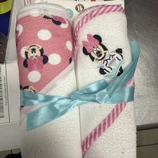 Disney Baby Girl Minnie Mouse Hooded Towel Set of 2 Pink Polka Dot