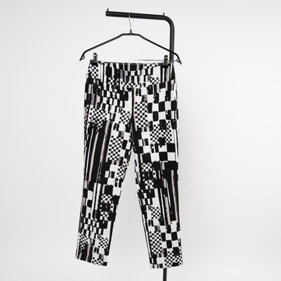 Joseph Ribkoff geometrische schwarz-weiße Hose schmale Passform Stretchhose G...