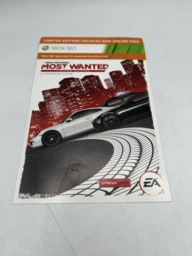 Need for Speed: Most Wanted Xbox 360 Limited Edition Unlocks Add On DLC Unused