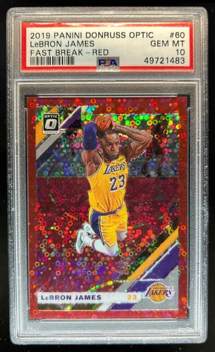 2019-20 Donruss Optic LeBron James Fast Break Red #64/85 Lakers PSA 10