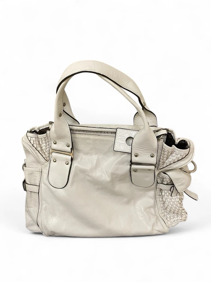 Bolso Chloe Vintage Y2K 2006 Iconic Silverado It Bolso Cuero Blanco Trenzado Cartera Foto 2 de 4