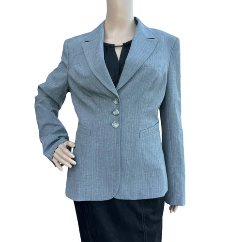 VETEMENTS Giacca blazer donna The Limited grigio gessato manica lunga pizzo risvolto 8