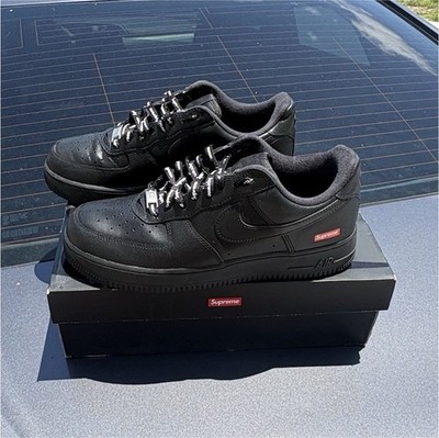 Nike Air Force 1 Low x Supreme Box Logo Black Leather Low Top Sneakers 2020