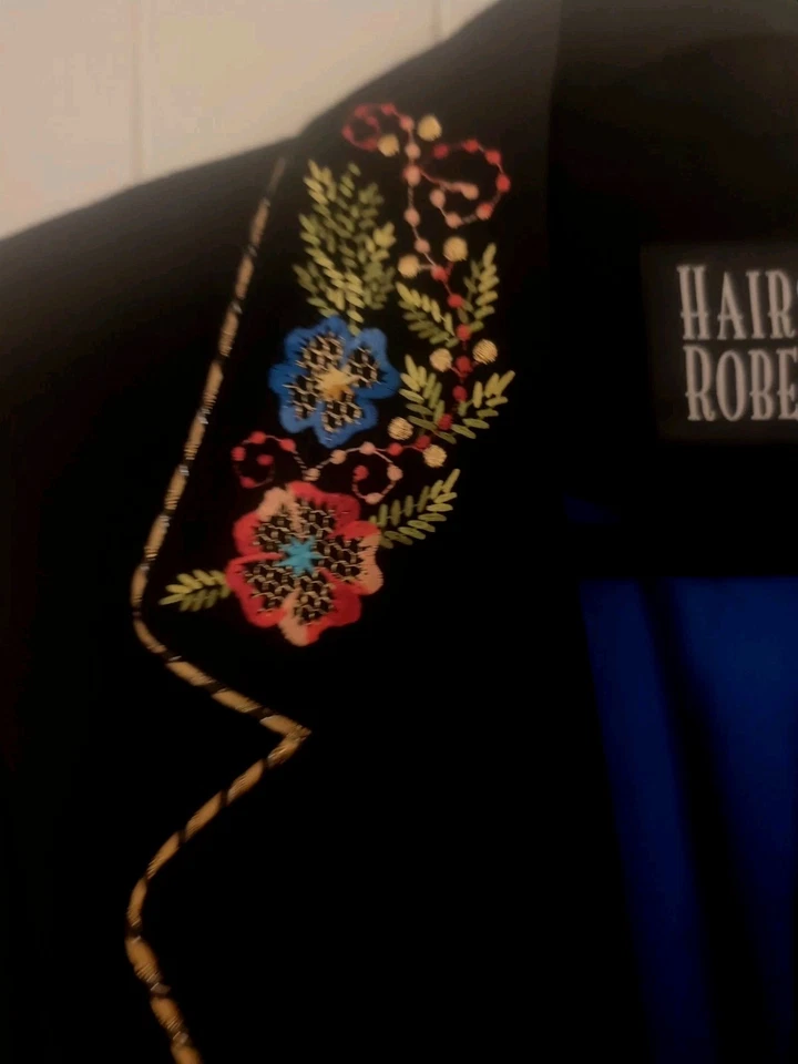 Chaqueta Blazer De Colección Hairston Roberson Talla 8 Floral 100% Lana Suroeste Negra Foto 4 de 4