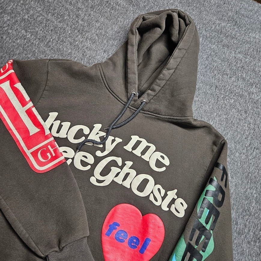 Kanye West Kids See Ghosts Hoodie Mens L Brown Camp Flog Gnaw Lucky Me I See