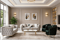 Elegante Chesterfield Polstergarnitur 2X Dreisitzer 2X Sessel