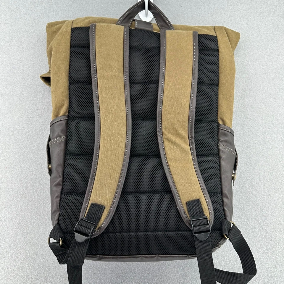 Westworld Backpack Roll Top Canvas Laptop Bag HBO TV Show Brown Luggage Tag - Image 4 of 4