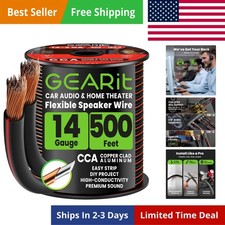 14 Gauge Speaker Wire 500ft,Flexible Speaker Cable with Foot Markers  Polari...