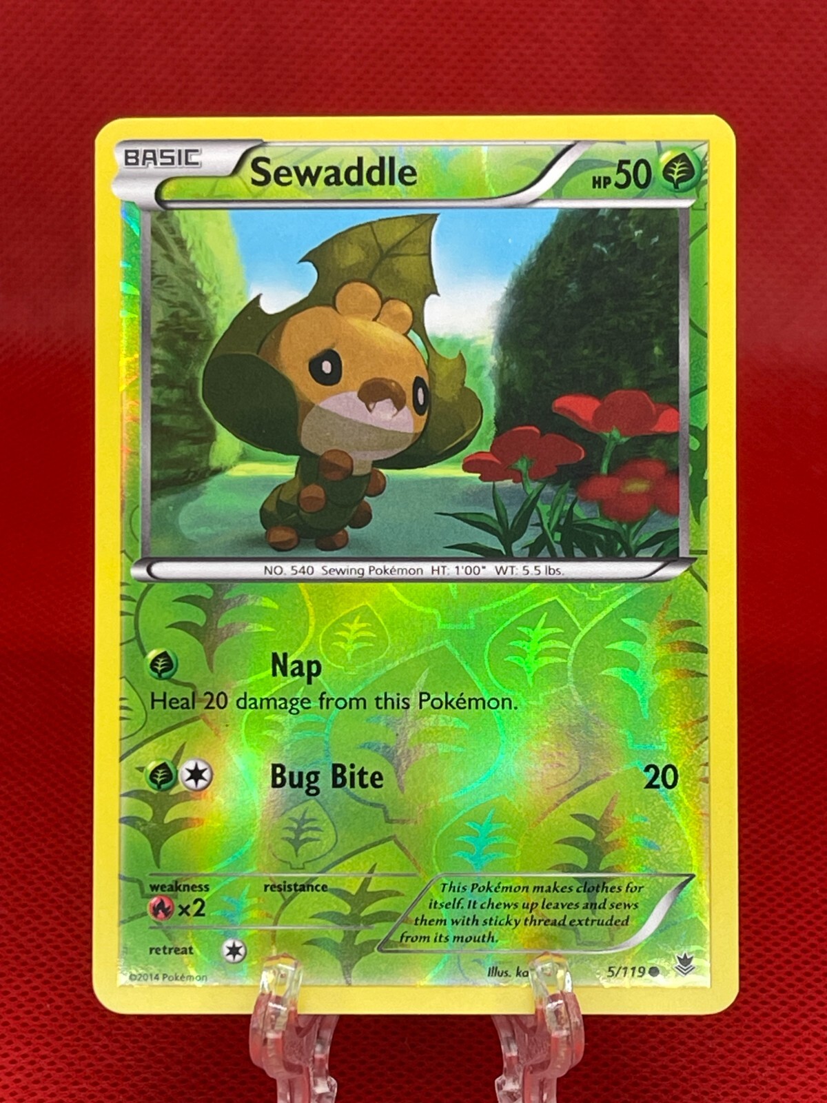 Pokémon TCG Sewaddle XY Phantom Forces 5/119 Reverse Holo English Card 2014 LP