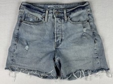 Old Navy High Rise OG Straight Denim Shorts Women Sz 4 Distressed Stretch Grunge