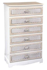 CASSETTIERA SALVASPAZIO SLIM SETTIMINO 6 CASSETTI LEGNO SHABBY CHIARA 95*55*30