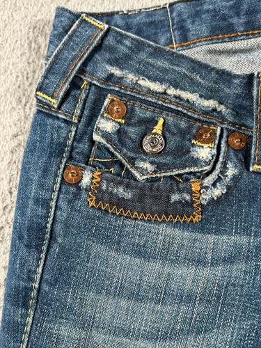 Vintage True Religion Joey Patch Jeans Women 28x28 Twisted Seam Flap Patches - Picture 4 of 10