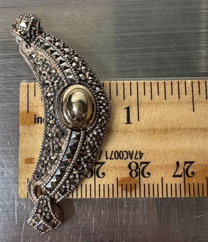 Authentic Judith Jack Necklace Plate Pendant Marcasite 14K 925 Sterling Silver - Picture 9 of 9