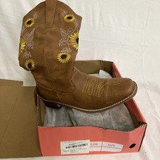 SO SIMPOK Womens Embroidered Sweet Sunflower Cowboy Cowgirl Boots Retro Western