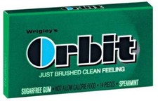 Wrigley's Orbit Spearmint Gum, Long-Lasting Mint Flavor, 14 Pieces Pack of 12 