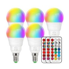 5W 12 Colour Changing RGB LED Light Bulb E14 Remote Control Party Disco Lamp UK