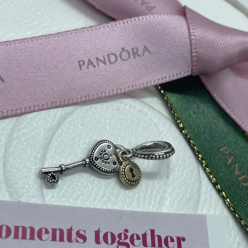 Pandora Key To My Heart Charm 796593 Love Silver Gold Two Tone Genuine Ale - 第 3/8 張圖片