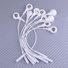 New 10pcs Electrode Lead Wires Pin-To-Snap Adapter Cables Plug w/ TENS 2 to 3.5m