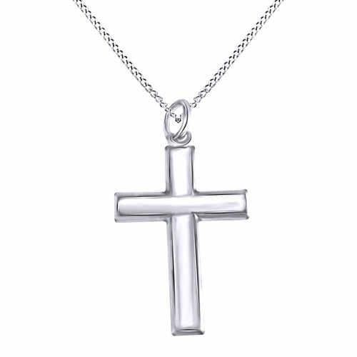 Mens Cross Fashion Pendant Necklace With 18" Chain In Solid 925 Sterling Silver eBay