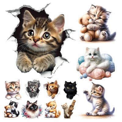 Niedliche Kätzchen Vinyl Aufkleber Katze Abziehbilder Laptop Auto Toilette Katze Wandkunst Grafik