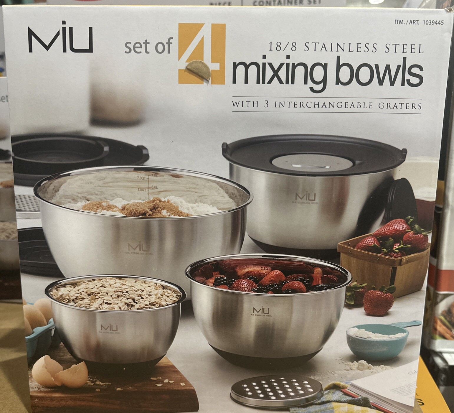 MIU Stainless Steel Mixing Bowl with Graters, Set of 8 Bowls are