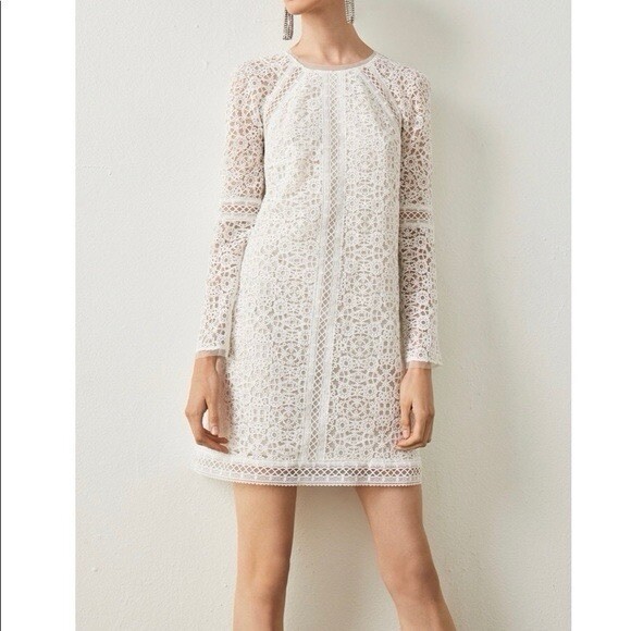 Bcbgmaxazria Lace Shift Dress - White XS