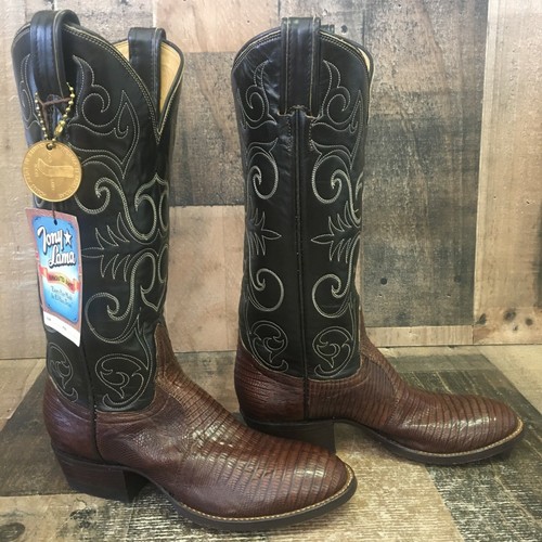 Tony Lama Vintage Round Toe Gold Label Teju Lizard Cowboy Boots Womens 4 B - Picture 10 of 12
