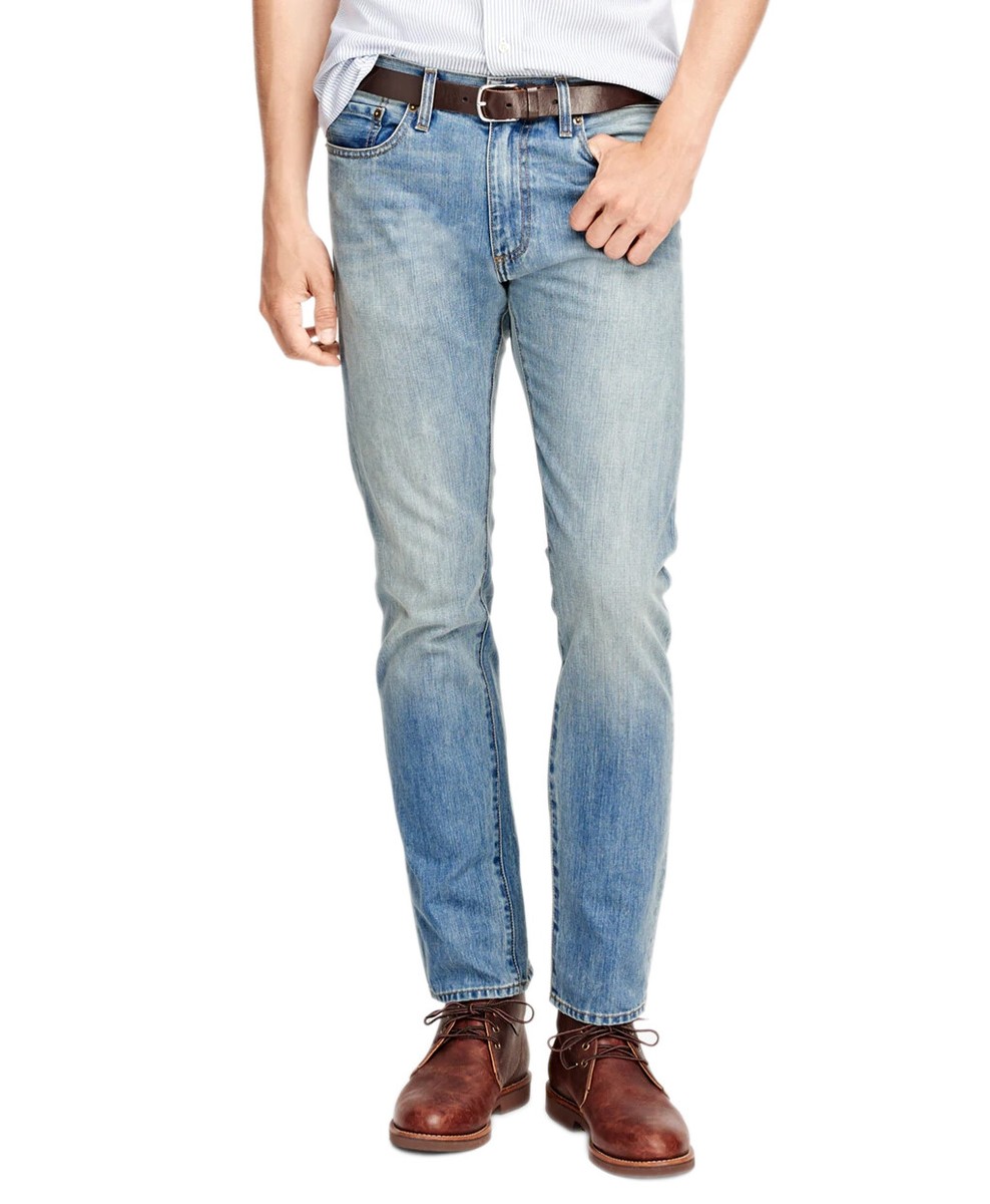 Brooks Brothers Mens Light Blue Wash Slim Fit Supima Cotton Jeans