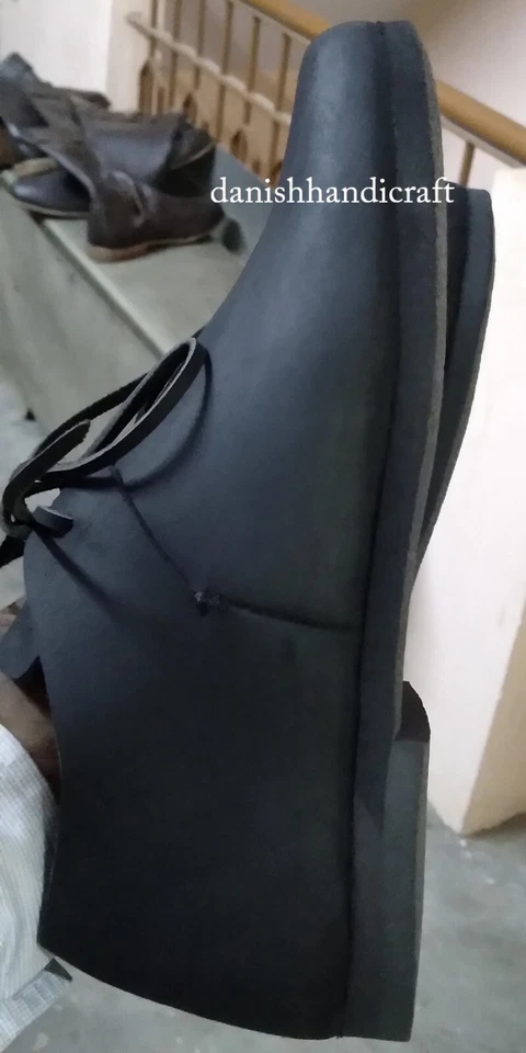 Botas medievales Botines de cuero Botas con cordones Calzado renacentista Foto 3 de 4