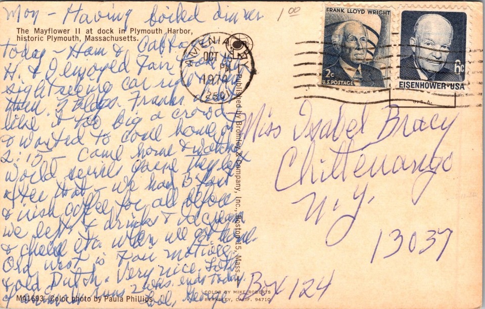 Postcard Mayflower at Dock Historic Plymouth Massachusetts [LG] eBay