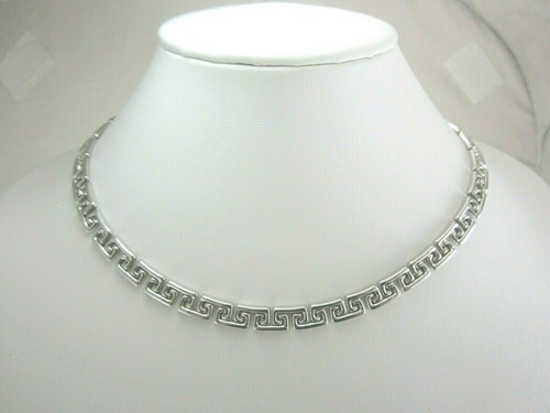 STUNNING 14K WHITE GOLD GREEK KEY 
