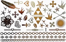 Temporary Tattoo Flash Gold Silver 39 Pieces Body Bracelet Necklace E43
