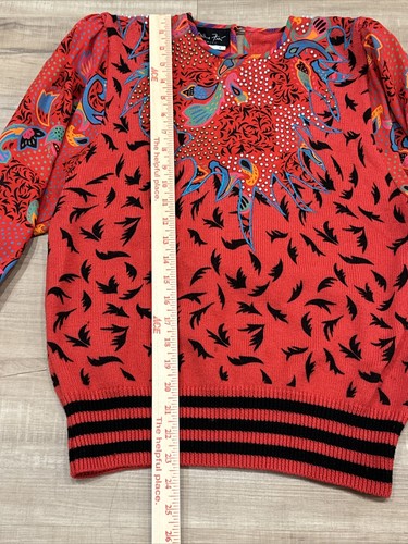 Vintage 80s Retro Diane Fres Beaded Wool Top Sweater size L - Picture 7 of 10