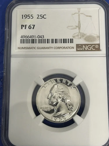 1955 NGC PF 67 Washington Silver Quarter, Proof 67 Silver 25C Coin, Better Date