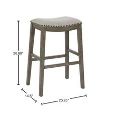 OSP Home Furnishings Saddle Stool 29" H Grey Fabric + Antique Grey Base (2-Pack)