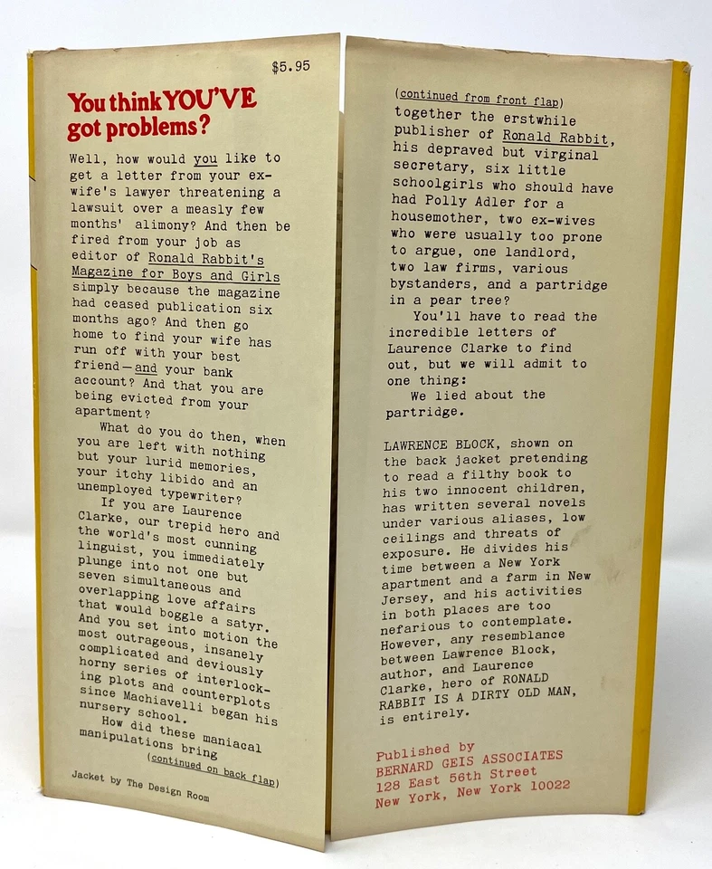 Lawrence Block - Ronald Rabbit is a Dirty Old Man - 1st 1st 1971 - Image 4 of 4