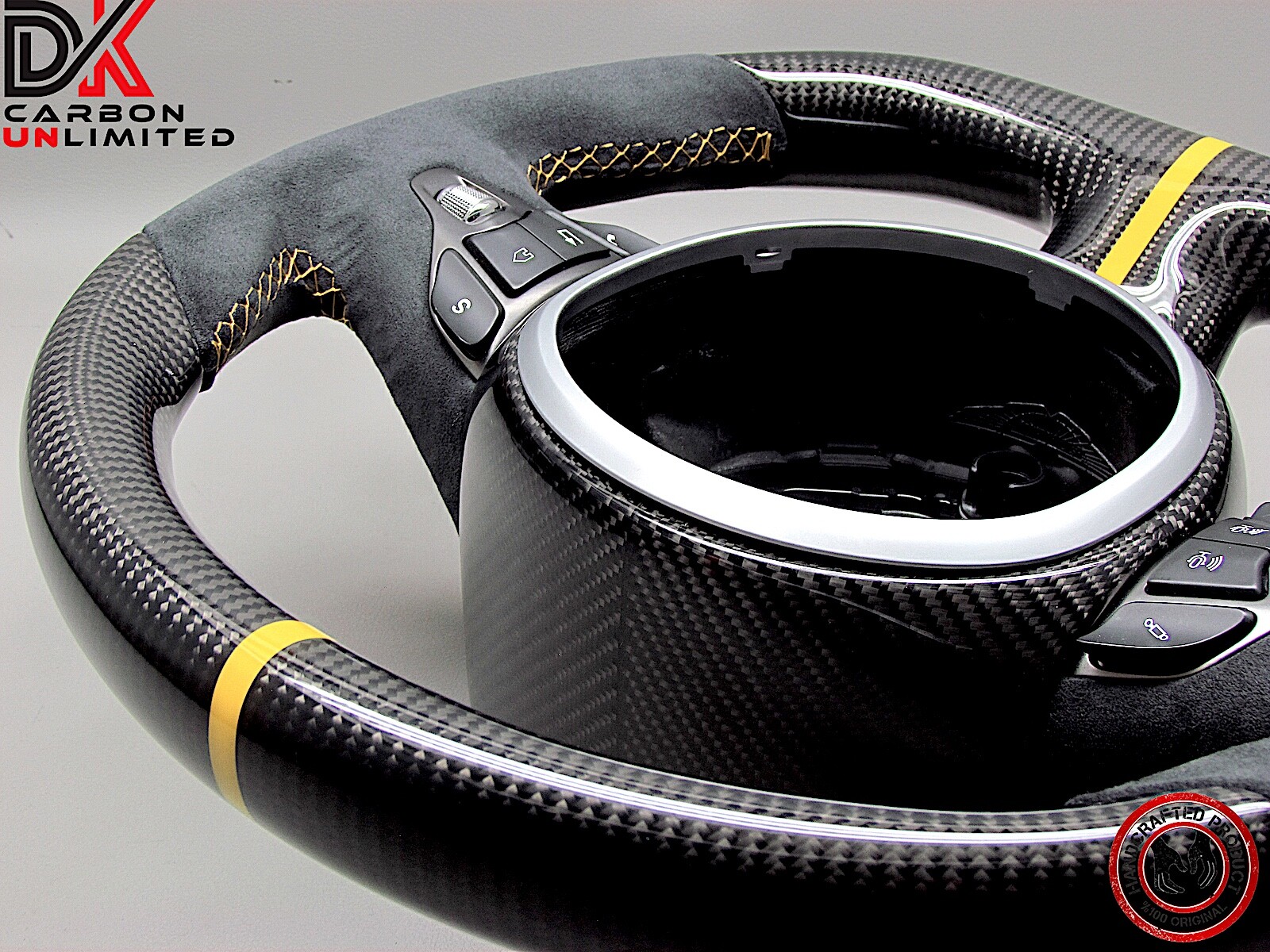 Aston Martin DBS Vantage DB11 Alcantara 8mm Yellow Ring Carbon Steering Wheel v4