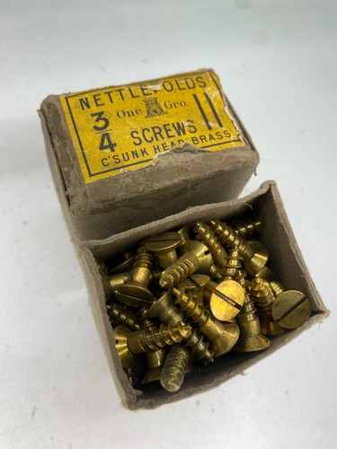 Box Brass Countersunk Screws 3/4" x 11 Nettlefolds GKN Slotted Head Box of 144 - Picture 16 of 24