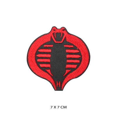 Red Cobra Face Bügelbild/Aufnähen Patch bestickt Applikation für Kleidung