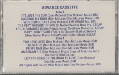 don mclean grestest hits live 2x cassette new promo