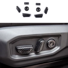 For Toyota Tundra 2022-2024 ABS Carbon Fiber Seat Button Handle Cover Trim 8PCS